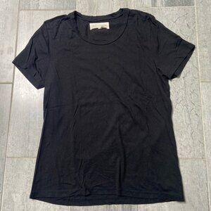 Road To Nowhere Crewneck Cotton Relaxed Fit Short Sleeve Tee Shirt Black Medium